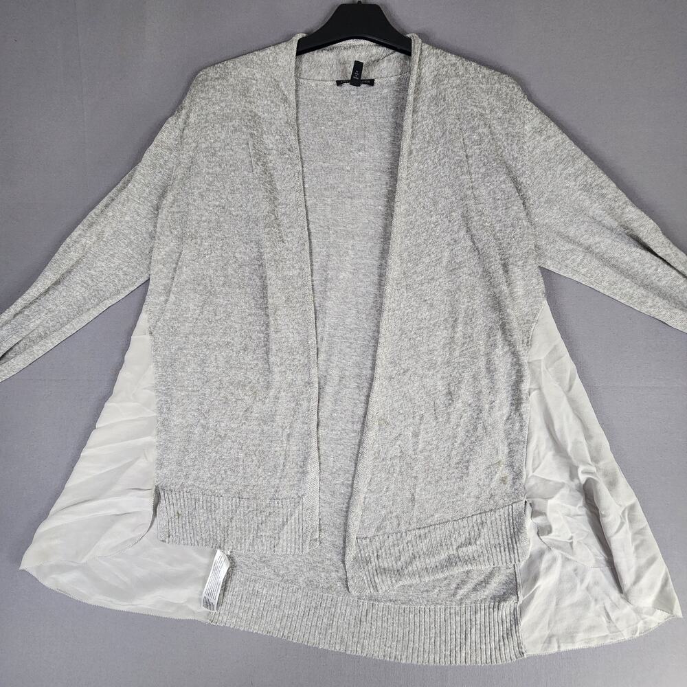 **READ** Eileen Fisher thin gray open front cardigan size small lightweight knit